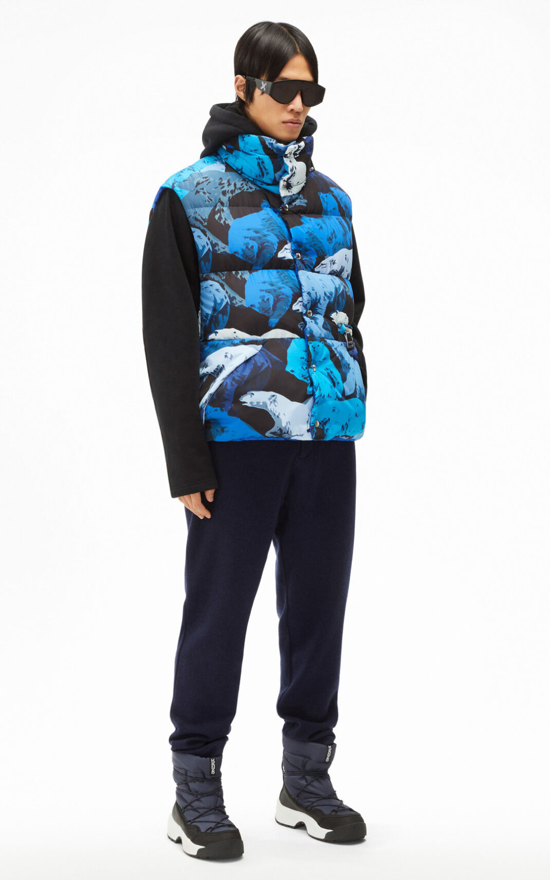 Kenzo Polar Bear Vest ジャケット メンズ 黒 - AQUHIW986